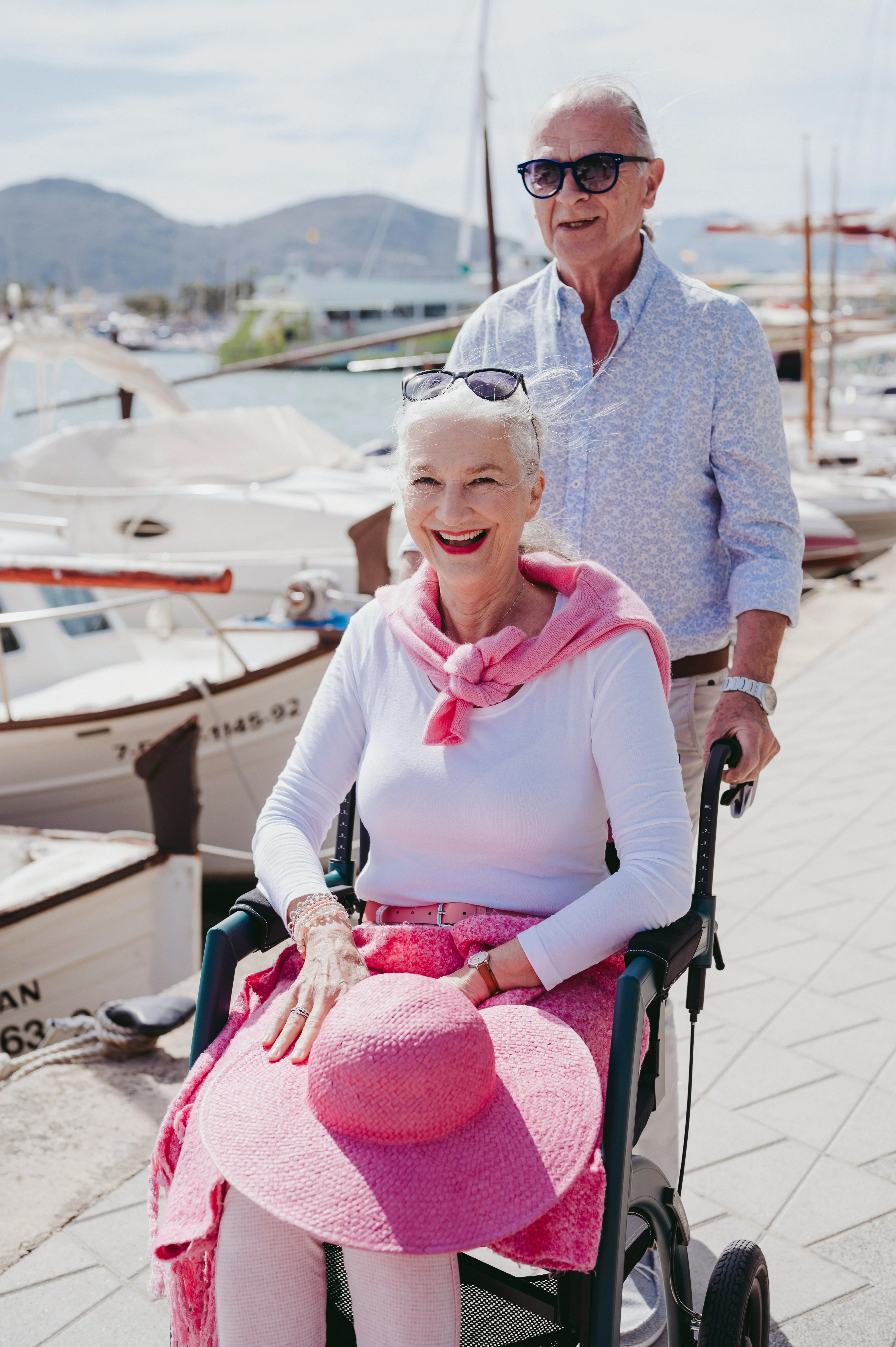 An elderly couple at the lake received mini-dental implants in Englewood, OH