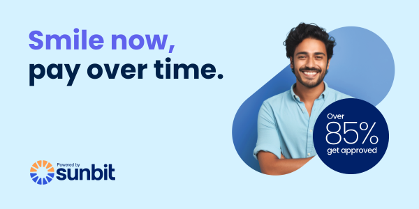 Sunbit financing banner Smile now pay over time